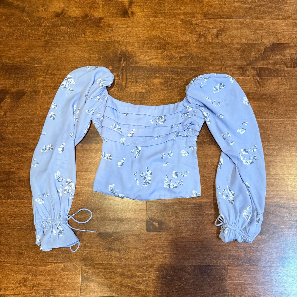 Abercrombie & Fitch Light Blue Floral Blouse